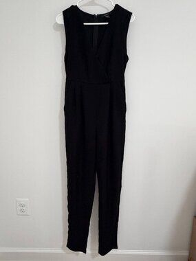 Forever 21 Black Sleeveless Wrap Front Jumpsuit Small